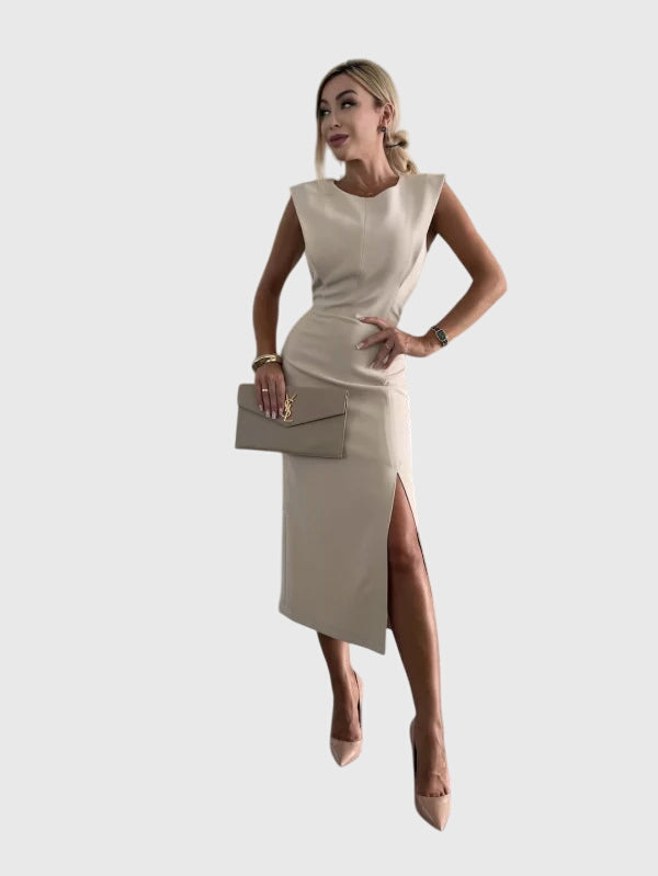 Gianna | Sophisticated Tailored Midi Slit Dress