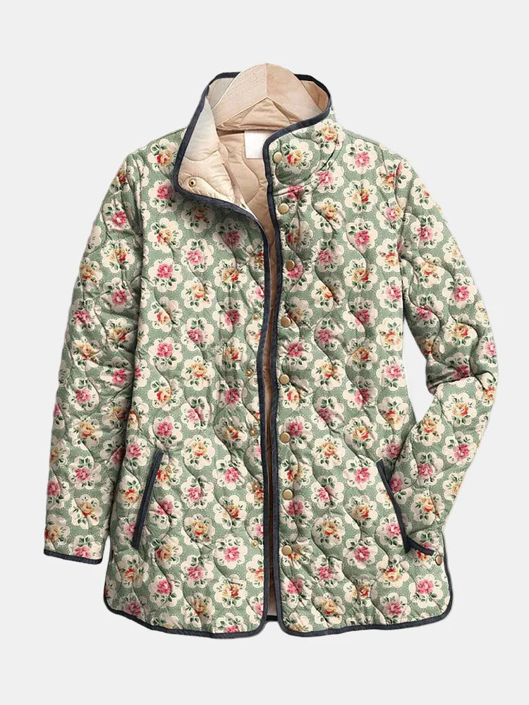 Luna | Quilted Jacket with Vintage Floral Art Print