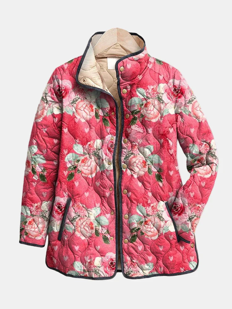 Grace | Delightful Pink Floral Quilted Jacket