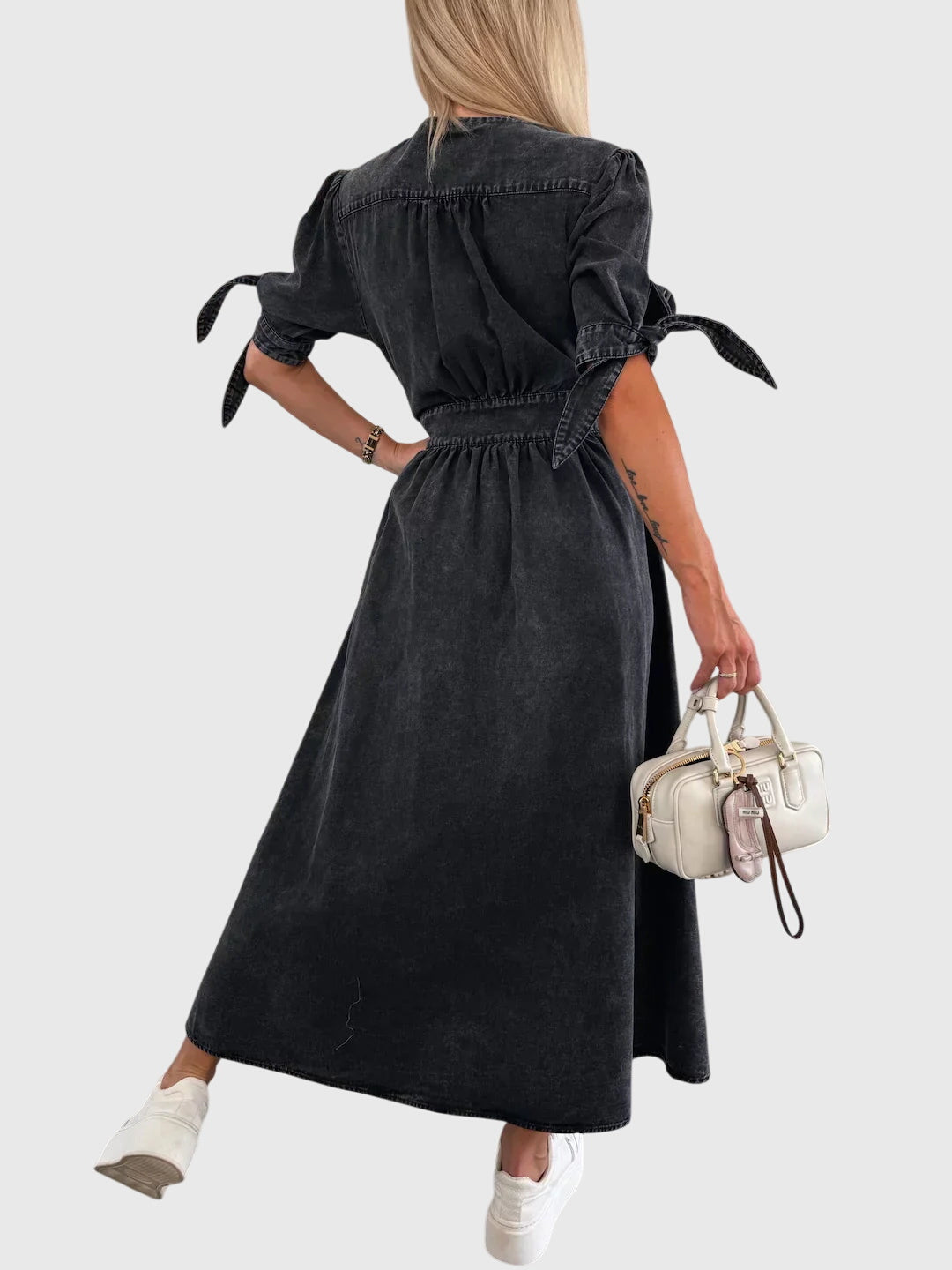 Madelyn | Timeless Button-Detail Denim Midi