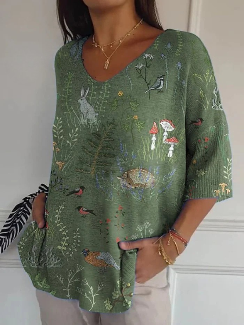 Sierra | Forest & Wildlife Print Knit Top