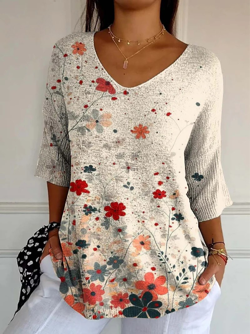Carol | Retro Floral Design Knit Pullover Art Print