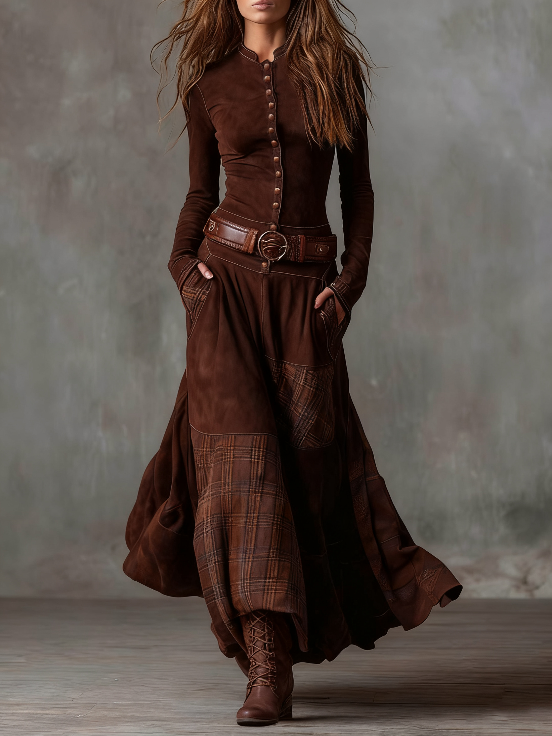 Petra | Vintage Suede Maxi Dress