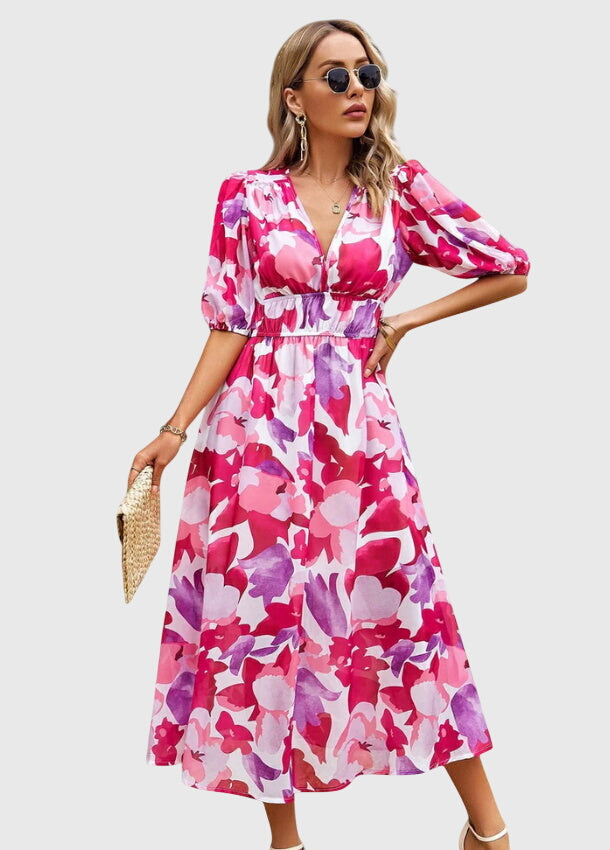 Willow | Vibrant Smocked Floral Midi Dress