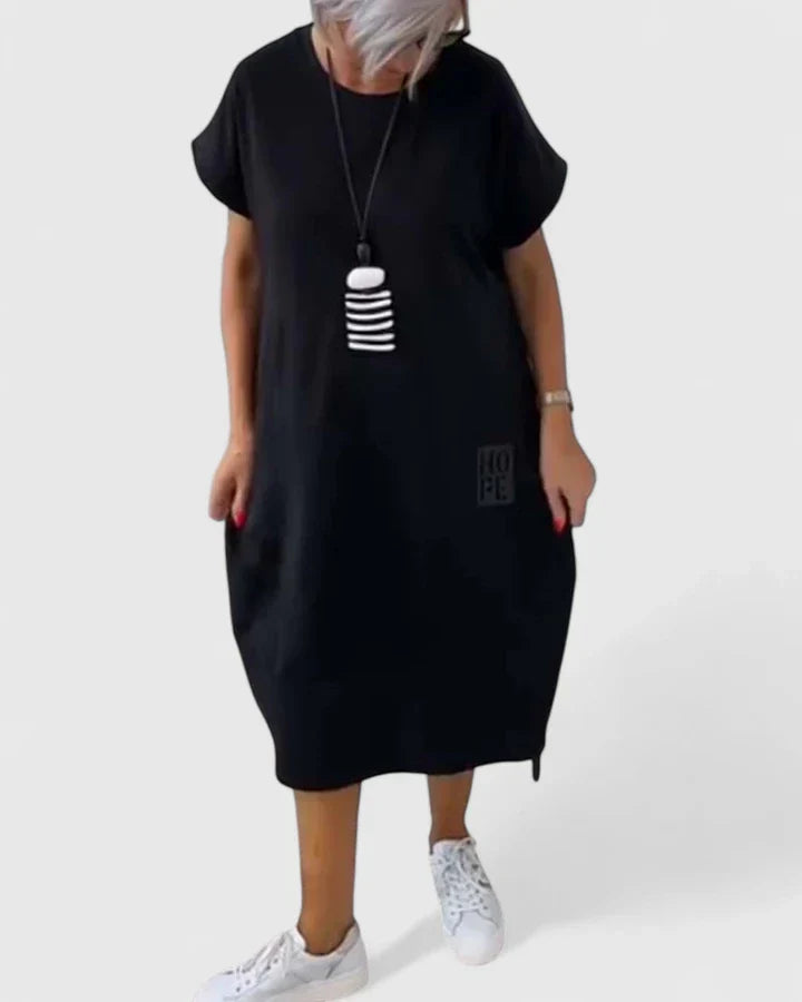 Maeve | Airy Letter-Print Everyday Midi Dress