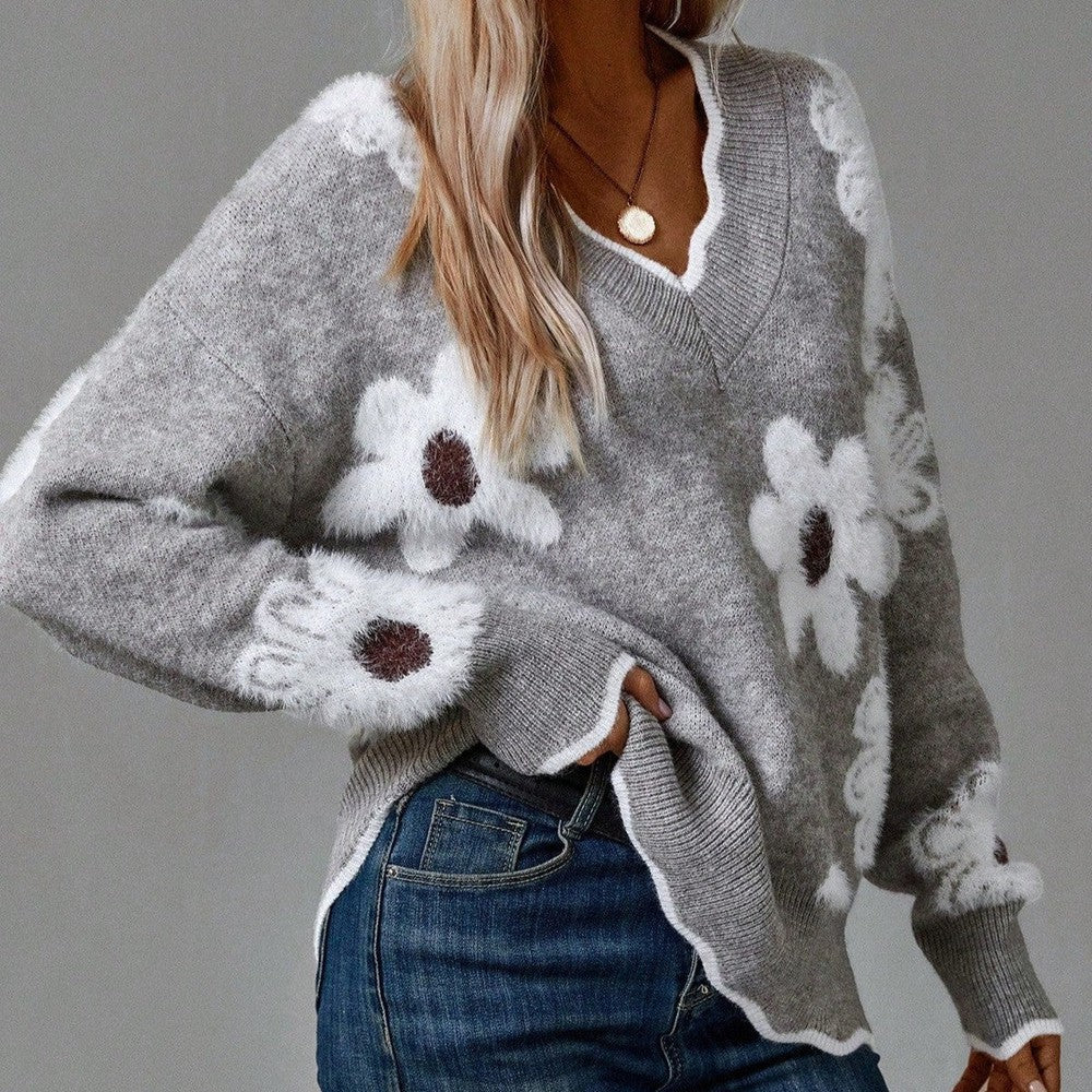 Holland | Elegant V-Neck Floral Sweater