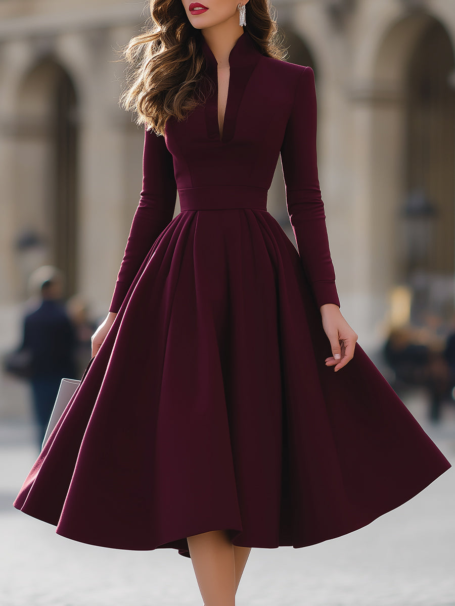 Jennifer | Midi Dress with V-Neck Design