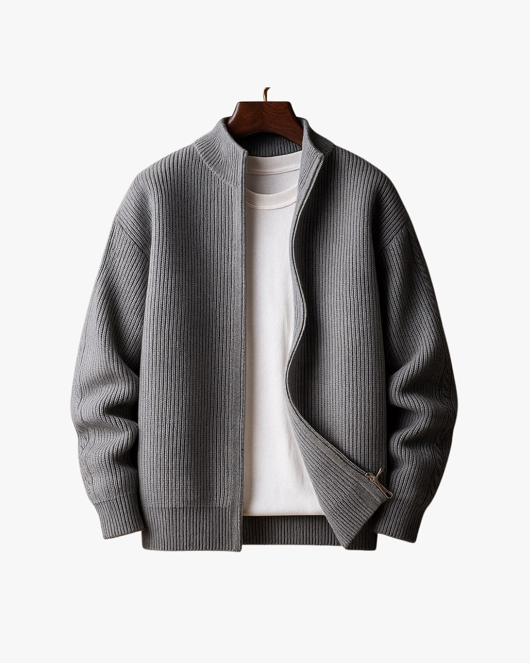 Structured Ribbed Zip Sweater