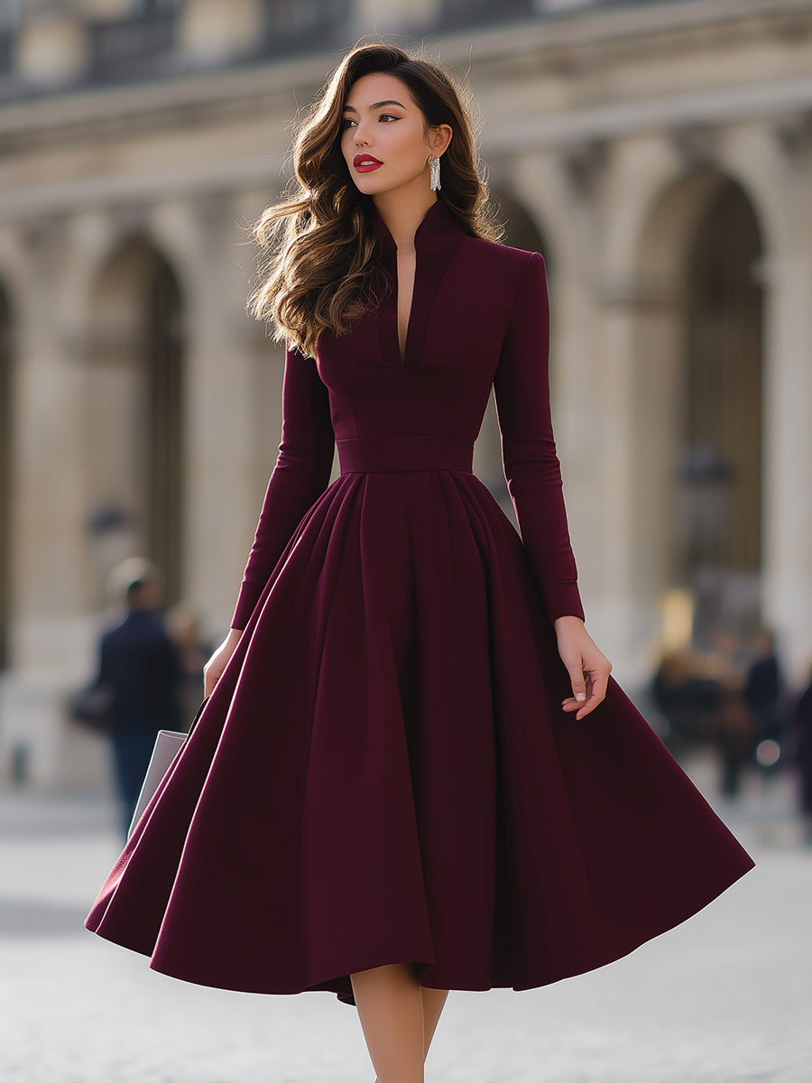 Jennifer | Midi Dress with V-Neck Design