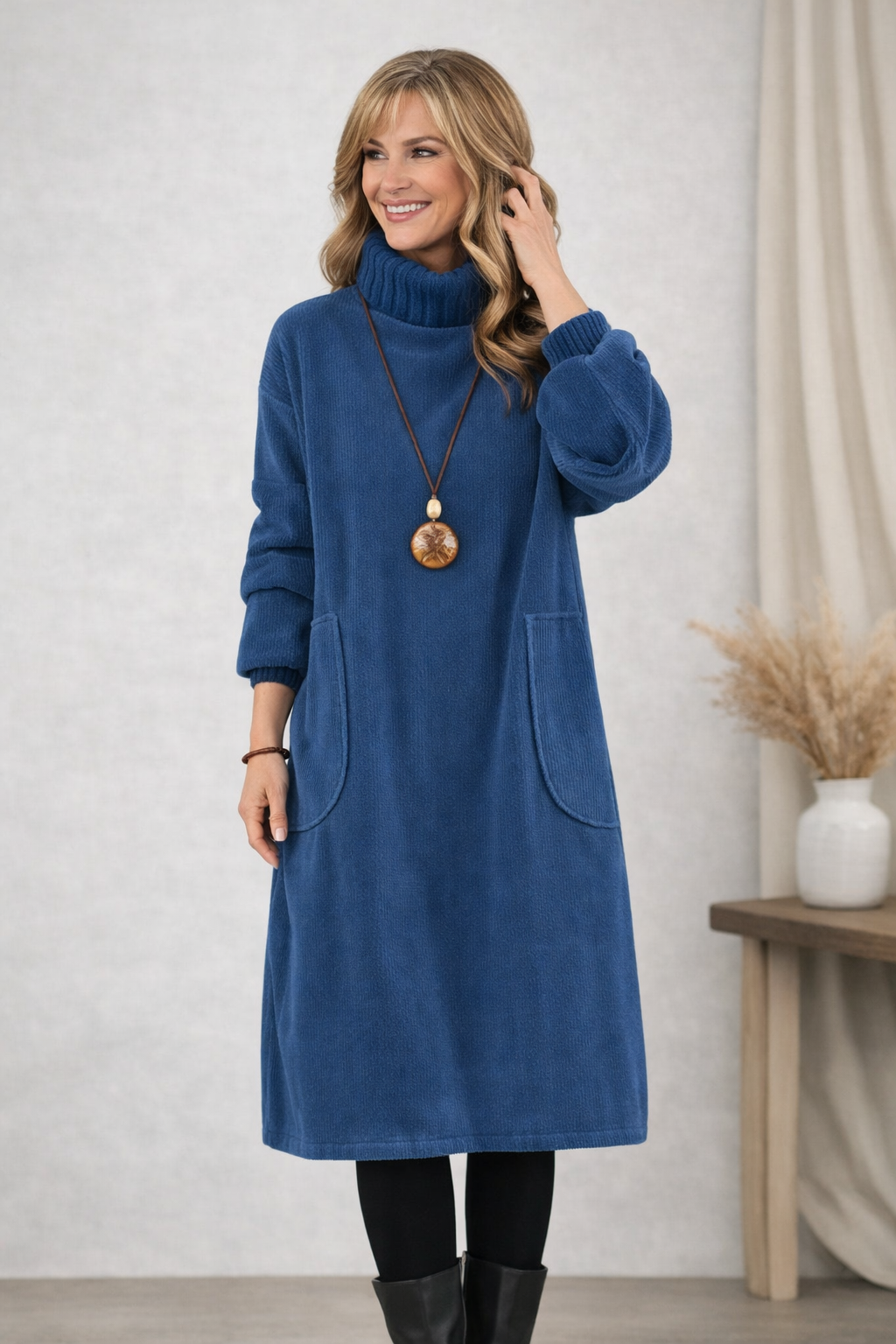 Jennie | Cozy Turtleneck Midi Dress