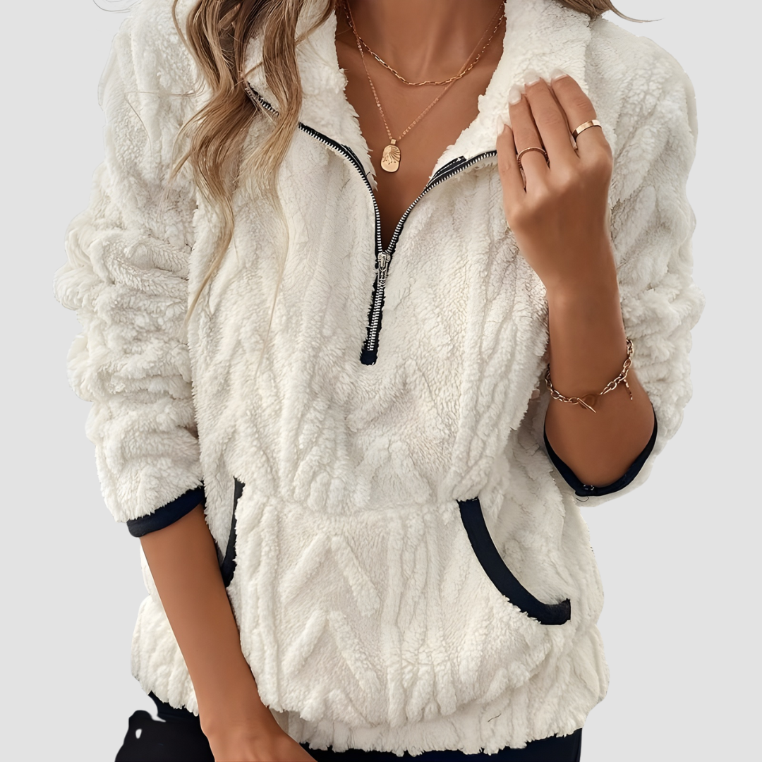 Flaria | Cozy Plush Half-Zip Sweater