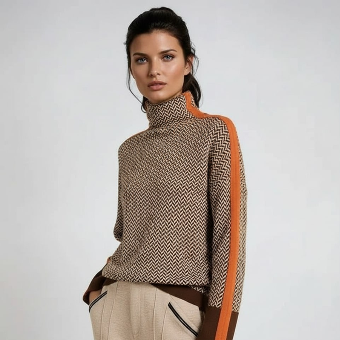 Elara | Chic Striped Turtleneck