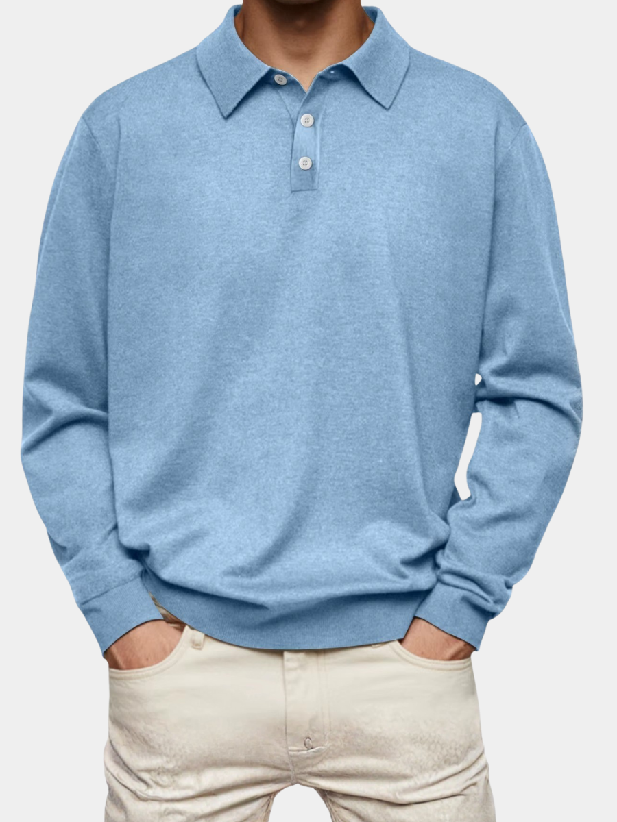 Refined Collar Long Sleeve Polo